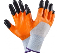 Перчатки оранжевые черный палец