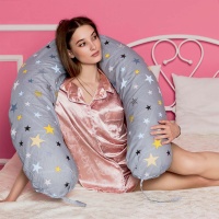 Подушка форма "Бумеранг" 8127/2 Звезды серые (бязь, пакет) ДомВелл многофункциональная 195*30