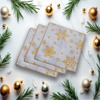 Салфетка из рогожки 30*30 ДомВелл 3145/2 Снежинка белая