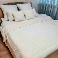 Плед 200х220 ДомВелл фланель Клетка молочная