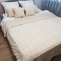 Плед 150х200 ДомВелл фланель Клетка бежевая