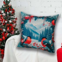 Подушка 35*35 ДомВелл габардин, поплин Снегири