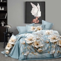 Комплект постельного белья Евро (70*70) ДомВелл Поплин Соловушка 8038 Абелия