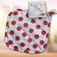 Прихватка кухонная стеганая ДомВелл рогожка Горох красный