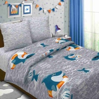 Покрывало стёганное 150*215 ДомВелл (Бязь) Детство 3096/1 Акулёнок