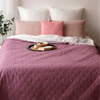 Покрывало стеганое 210*240 ДомВелл двустороннее Поплин Брусника