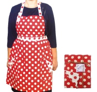 Фартук с карманами ДомВелл рогожка Горох красный