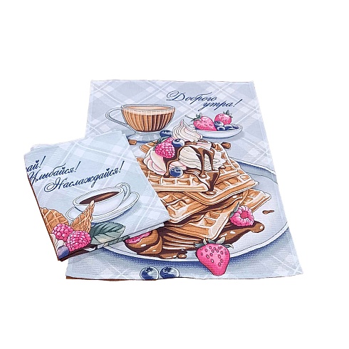 Полотенце вафельное  50*60 ДомВелл 13192/1 Доброе утро ПРОМО