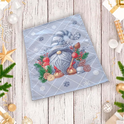 Полотенце из рогожки 50*60 ДомВелл 3161/1 Гномы серые ПРОМО