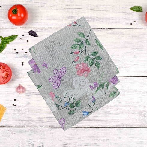 Набор салфеток 3шт 30*30 ДомВелл вафельные Бабочки 5131/1