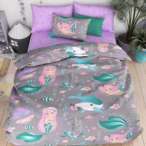 Комплект постельного белья 1,5 (50*70) ДомВелл Бязь Детство 7421/1 Русалочка (1 наволочка)