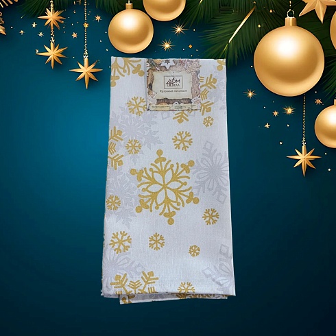 Полотенце из рогожки 50*75 ДомВелл 3145/2 Снежинка белая