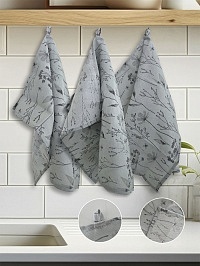 Набор полотенец из рогожки 3шт 50х60 ДомВелл Гербарий