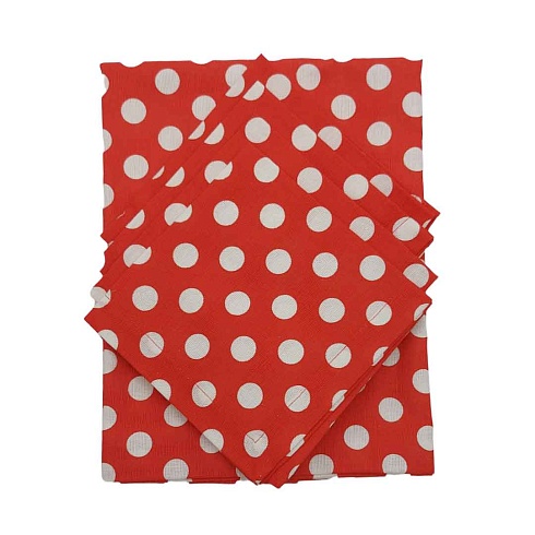 Комплект д/кухни ДомВелл Прованс Горох красный 5пр. (скатерть, 4 салфетки) 