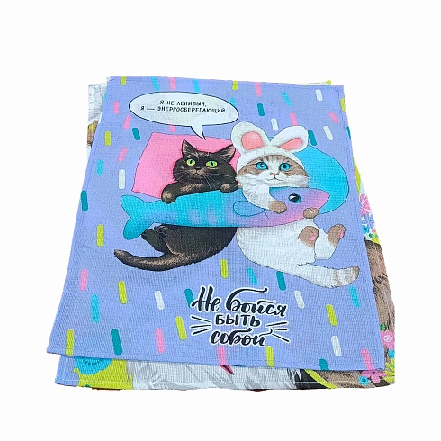 Полотенце вафельное  50*60 ДомВелл Кис-кис 3109/1