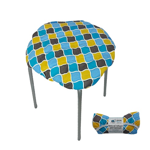 Чехол на табурет двусторонний 40*40 Калейдоскоп ДомВелл стёганное полотно из рогожки Орнамент 565/1