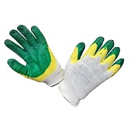 Перчатки желто-зеленый облив х/б