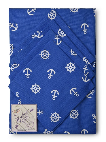 Комплект д/кухни ДомВелл Прованс Якоря 5пр. (скатерть, 4 салфетки) 