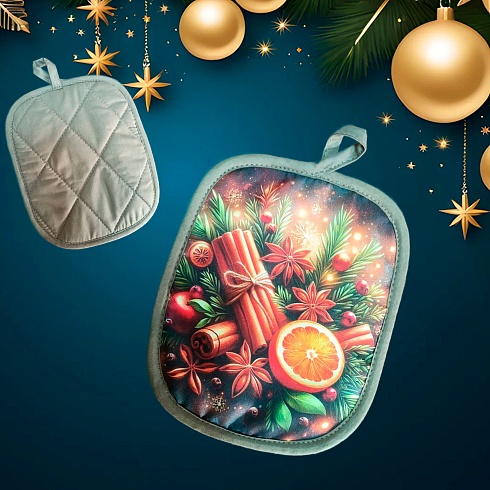 Прихватка 22*18 кухонная стеганная (габардин(100%пэ), поплин (100%хл.)) ДомВелл Глинтвейн