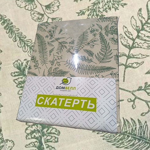 Скатерть с отстрочкой 135х220 ДомВелл хлопок Травы 