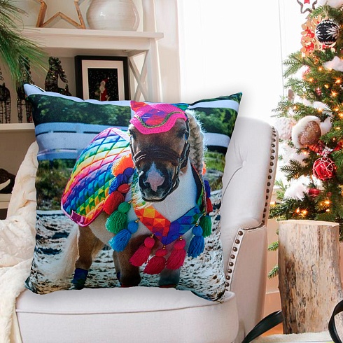 Подушка 35*35 ДомВелл габардин, поплин Радужный Юлик