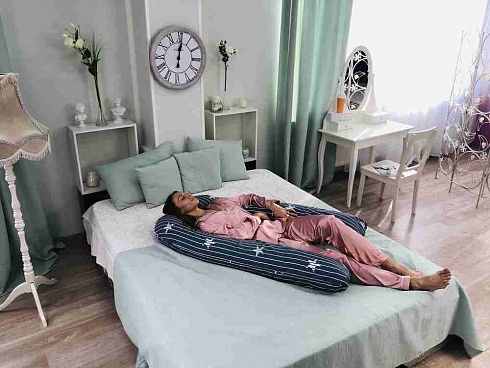 Подушка форма "U" 28228/1 Звезды серые (бязь, пакет) ДомВелл многофункциональная 140*80