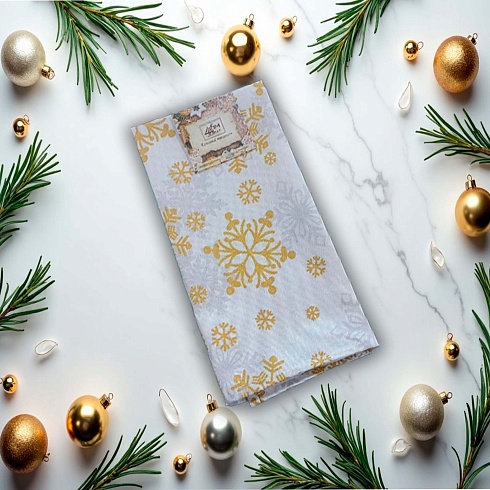 Полотенце из рогожки 50*75 ДомВелл 3145/2 Снежинка белая