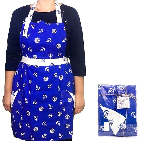 Фартук с карманами ДомВелл рогожка Якорь