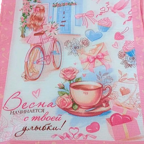 Набор подарочный ДомВелл (3шт 50х60 полотенец из ваф.полотна "Весна") коробка 