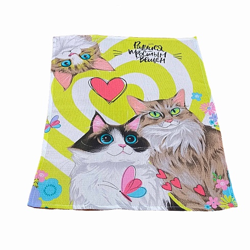 Полотенце вафельное  50*60 ДомВелл Кис-кис 3109/1