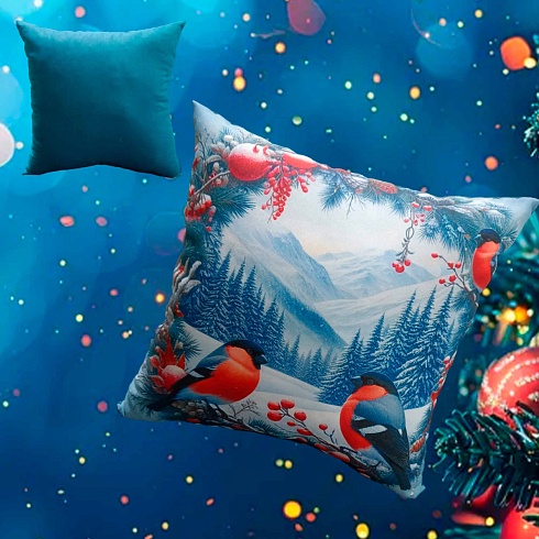 Подушка 35*35 ДомВелл габардин, поплин Снегири