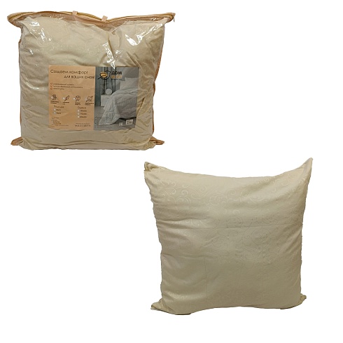 Подушка 70х70 Верблюжья шерсть (п/э 90, кант, чемодан) ДомВелл 