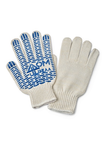 Перчатки х/б 7кл бел ПВХ ДомВелл ПРОМ