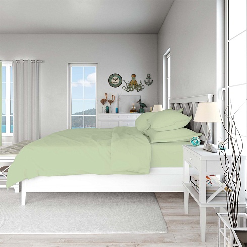 Пододеяльник 2-х сп. (215*175 см) ДомВелл (Поплин) Фисташка