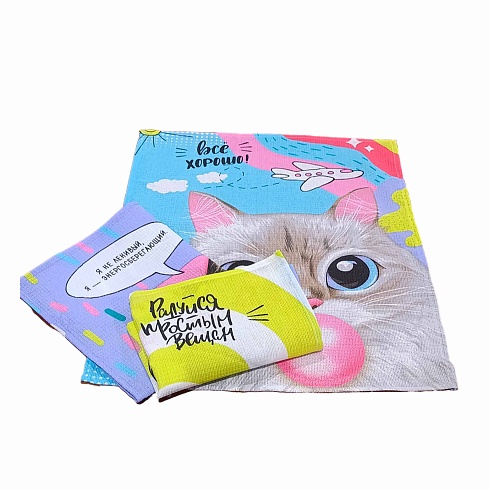 Полотенце вафельное  50*60 ДомВелл Кис-кис 3109/1